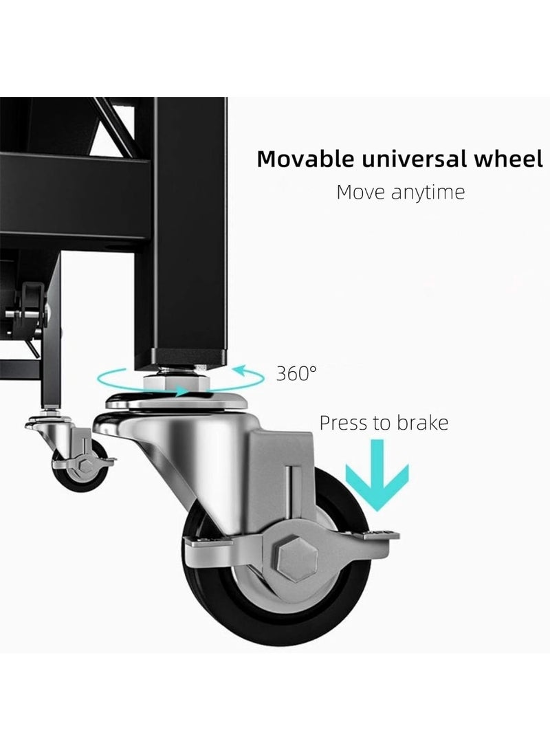 5-Tier Stand, Heavy Duty 5-Tier Foldable Metal Storage Shelving Unit with Wheels - Image 4
