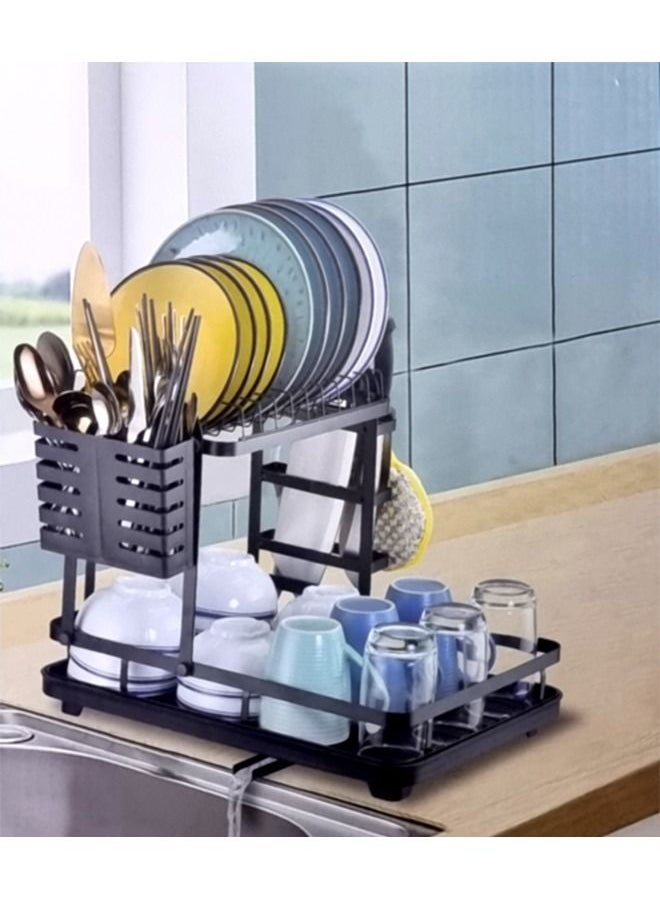 NKX 2 Tier Dish Rack With Drain Board  - Image 1