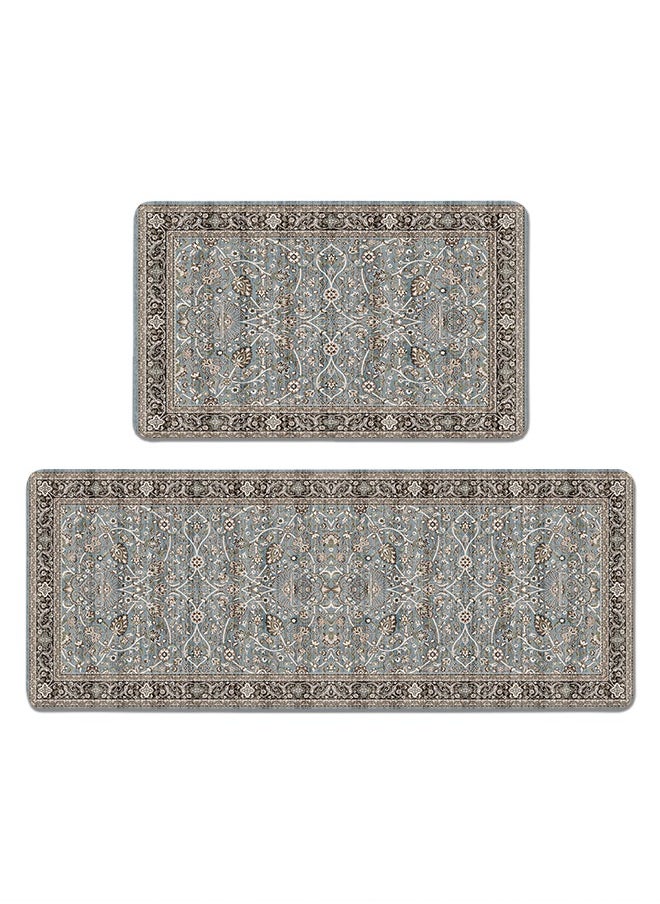 Generic 2 PCS Kitchen Floor Mats Rugs Set, Cushion Floor Carpet, Waterproof, Oil Resistant and Anti-Fatigue PU Standing Mat for Kitchen, Floor, Office, Sink, Laundry 45*75CM+45*120CM  - Image 1