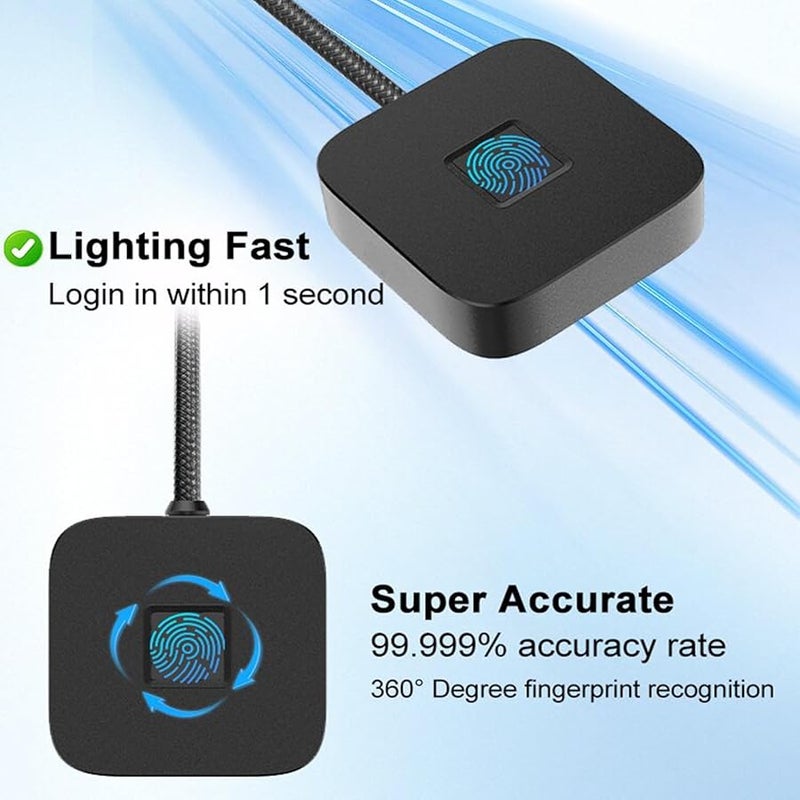 Vbestlife Black USB Fingerprint Reader Fast 360 Touch Recognition Scanner For Windows 10 11 Hello - Image 5