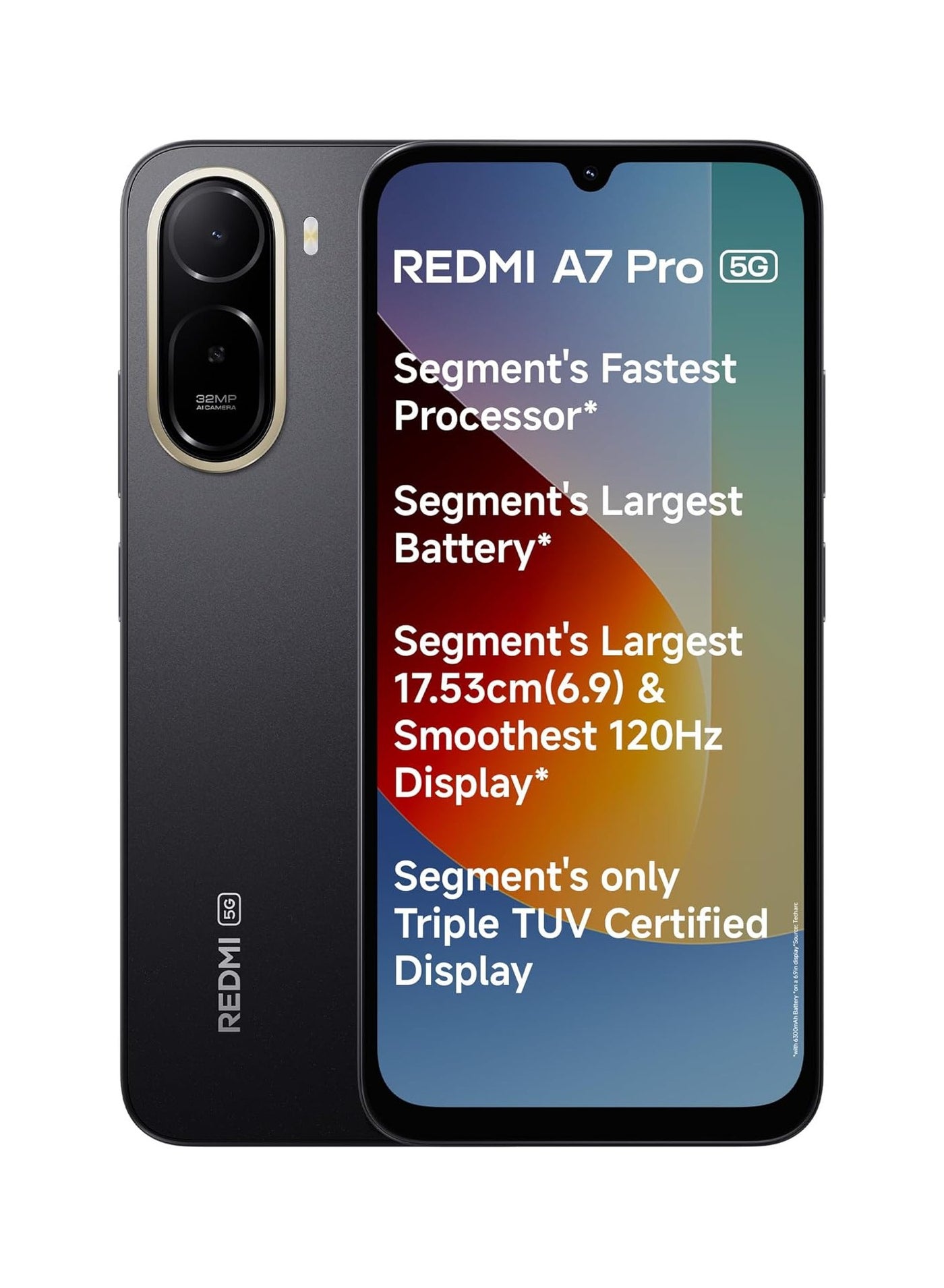 Xiaomi REDMI A7 Pro 5G (Black, 4GB RAM,128GB Storage) | Segment's Fastest Processor | Segment's Largest Battery | Segment's Largest & Smoothest 6.9-inch 120Hz Display