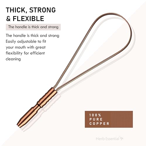 Herb Essential Copper Tongue Cleaner | For Fresh Breath & Bacteria Removal | Improved Taste Sense & Oral Hygiene | 100% Pure Indian Copper Tongue Scraper For Men & Women (Pack Of 1) - Image 2