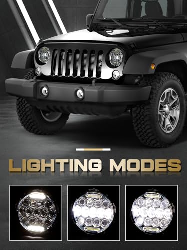 VI9000 7 Inch Led Headlight Round H6024 Led Headlight DOT Approved Hi/Lo Beam DRL Chrome Headlights Compatible With Jeep Wrangler JK JKU TJ LJ CJ Compatible With Chevy,Ford and Mazda Miata etc - Image 2