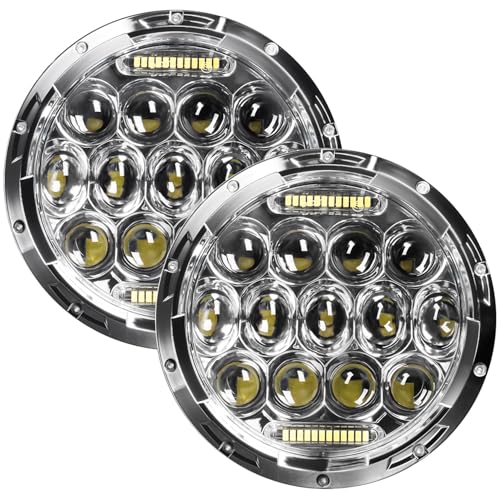 VI9000 7 Inch Led Headlight Round H6024 Led Headlight DOT Approved Hi/Lo Beam DRL Chrome Headlights Compatible With Jeep Wrangler JK JKU TJ LJ CJ Compatible With Chevy,Ford and Mazda Miata etc - Image 1