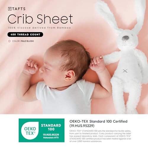 Tafts Crib Sheets, 100% Viscose derived from Bamboo Fitted, Girls, Boys & Unisex, 8 Inch Deep Pocket, Standard Crib & Toddler Mattress, Cooling, Soft, 360 Elastic, Lifetime Quality, (28 x 52 Pink) - Image 2