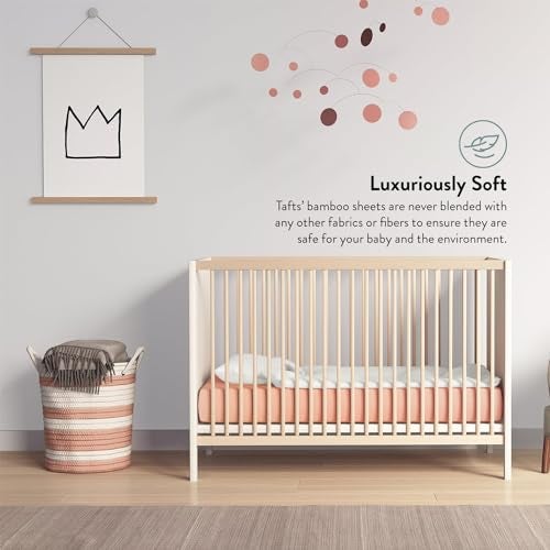 Tafts Crib Sheets, 100% Viscose derived from Bamboo Fitted, Girls, Boys & Unisex, 8 Inch Deep Pocket, Standard Crib & Toddler Mattress, Cooling, Soft, 360 Elastic, Lifetime Quality, (28 x 52 Pink) - Image 4