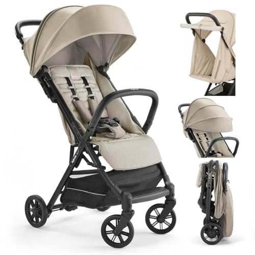 Inglesina Quid 2 Stroller - Alpaca Beige - Ultra Compact Lightweight Travel Stroller, Babies and Toddlers, Airplane Overhead, Foldable, Reclining Seat, Collapsible Canopy, 3 Months - 50 lbs, BPA Free - Image 4