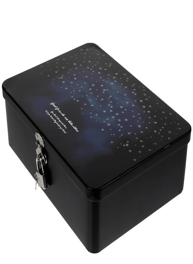 Amosfun صندوق تخزين معدني قديم من أموسفن مع قفل - صندوق تنظيم صغير للمجوهرات والكنوز والتذكارات والسفر 9.5 × 7 × 3 بوصة - Image 1