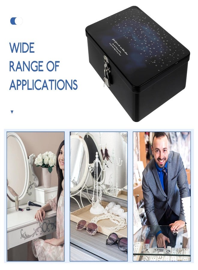 Amosfun صندوق تخزين معدني قديم من أموسفن مع قفل - صندوق تنظيم صغير للمجوهرات والكنوز والتذكارات والسفر 9.5 × 7 × 3 بوصة - Image 3