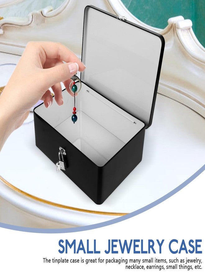 Amosfun صندوق تخزين معدني قديم من أموسفن مع قفل - صندوق تنظيم صغير للمجوهرات والكنوز والتذكارات والسفر 9.5 × 7 × 3 بوصة - Image 4