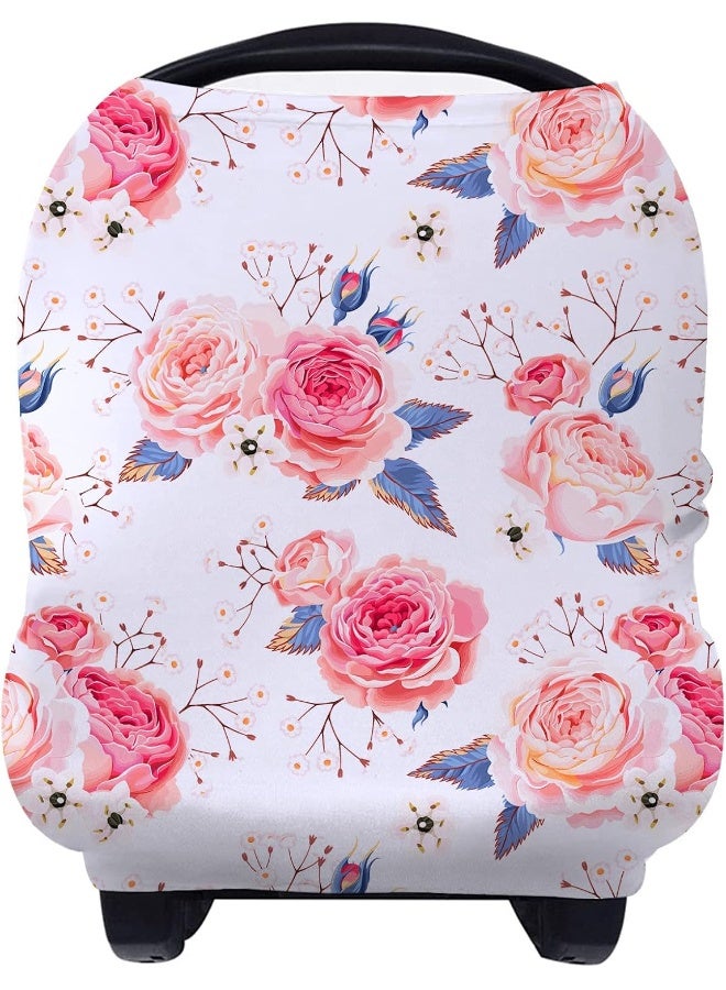 يووفوس Yoofoss Nursing Cover Breastfeeding Scarf - Baby Car Seat Covers, Infant Stroller Cover for Girls and Boys (Flower) - Image 1