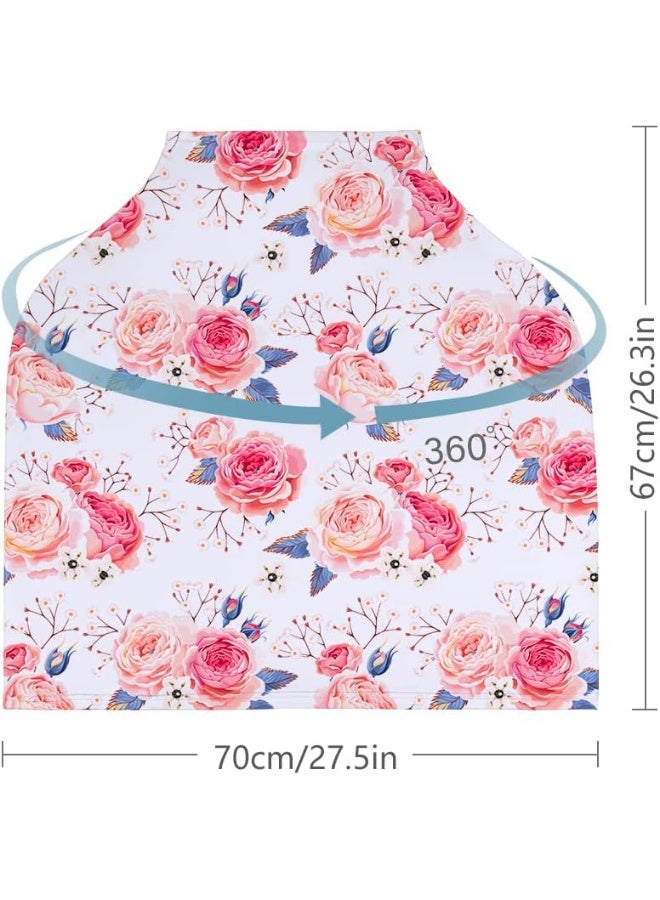 يووفوس Yoofoss Nursing Cover Breastfeeding Scarf - Baby Car Seat Covers, Infant Stroller Cover for Girls and Boys (Flower) - Image 3