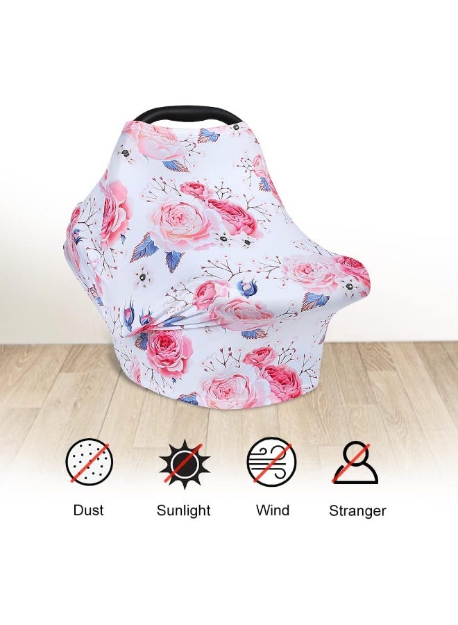 يووفوس Yoofoss Nursing Cover Breastfeeding Scarf - Baby Car Seat Covers, Infant Stroller Cover for Girls and Boys (Flower) - Image 4