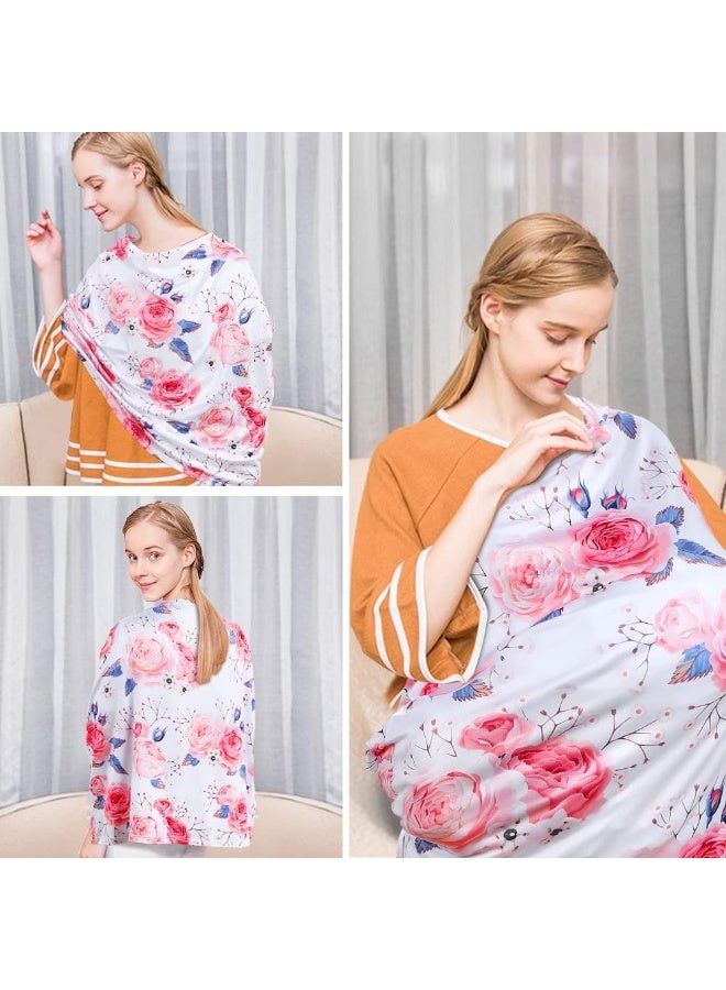 يووفوس Yoofoss Nursing Cover Breastfeeding Scarf - Baby Car Seat Covers, Infant Stroller Cover for Girls and Boys (Flower) - Image 5