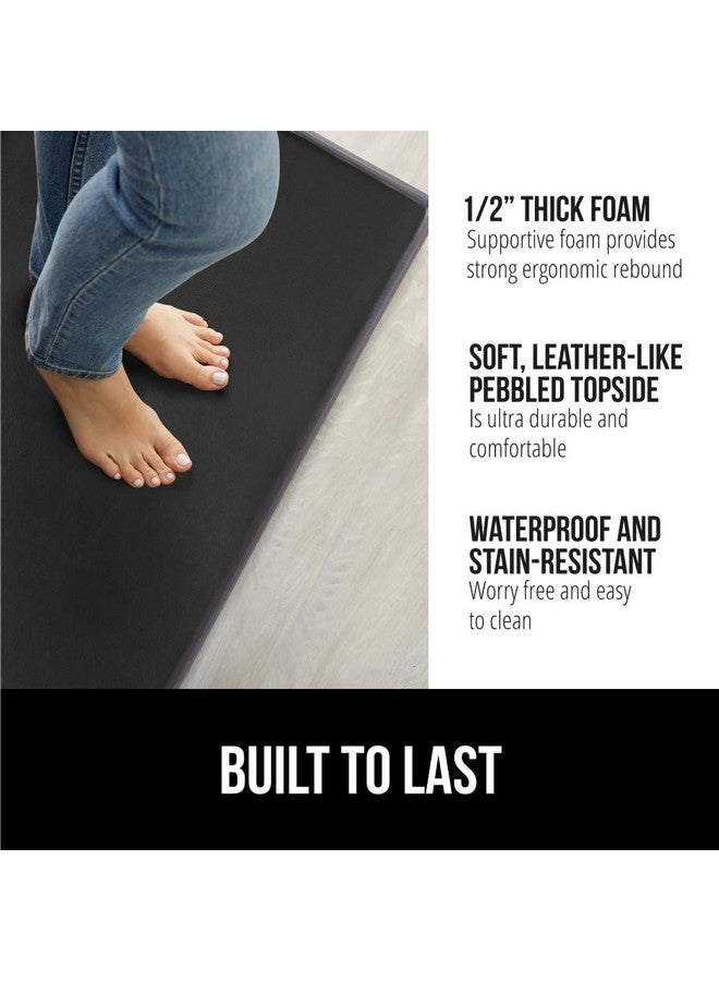 GORILLA GRIP Set of 2 Soft Anti Fatigue Mats for Kitchen Floor, Stain and Scratch Resistant, Soft Ergonomic Standing Office Desk Mat, Supportive Memory Foam Rug, 17x24 + 17x48, 1/2 Inch Thick, Black - Image 2