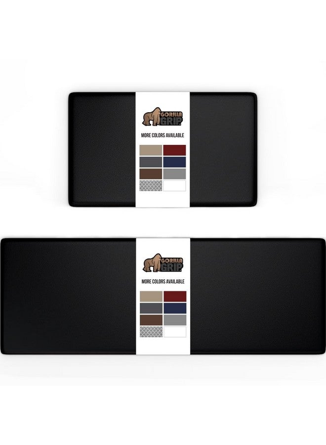 GORILLA GRIP Set of 2 Soft Anti Fatigue Mats for Kitchen Floor, Stain and Scratch Resistant, Soft Ergonomic Standing Office Desk Mat, Supportive Memory Foam Rug, 17x24 + 17x48, 1/2 Inch Thick, Black - Image 1
