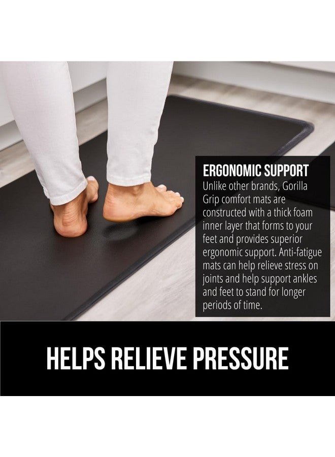 GORILLA GRIP Set of 2 Soft Anti Fatigue Mats for Kitchen Floor, Stain and Scratch Resistant, Soft Ergonomic Standing Office Desk Mat, Supportive Memory Foam Rug, 17x24 + 17x48, 1/2 Inch Thick, Black - Image 3