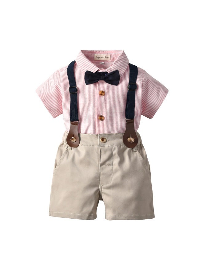 New Arrival Boys' Gentleman Bow Tie Suspender Pants Set