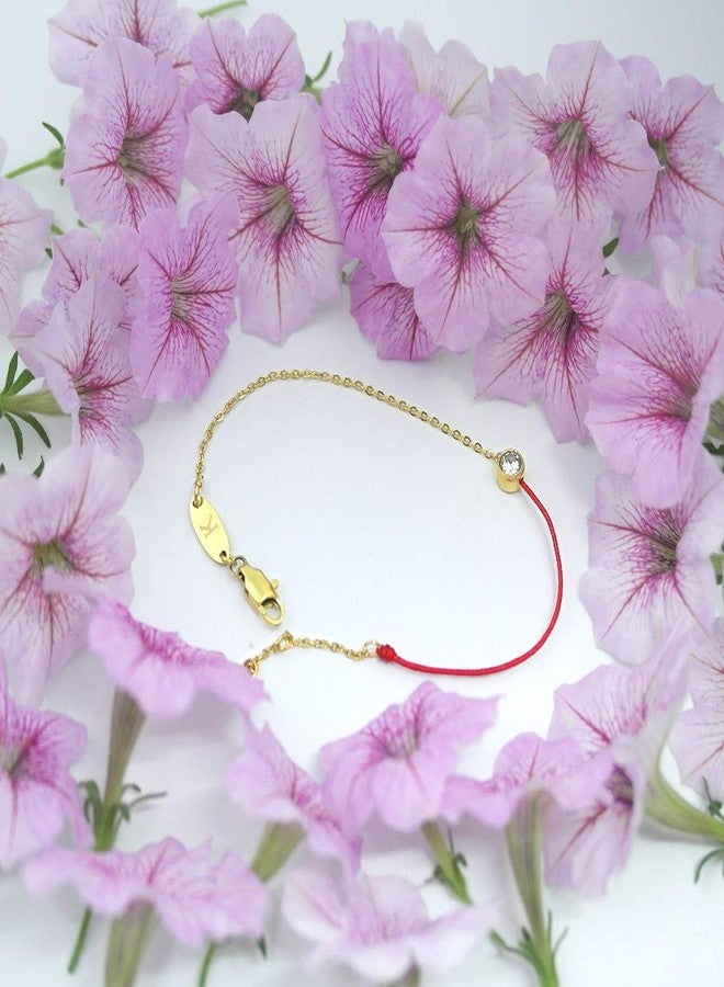 ZUOPIPI Red String Lucky Bracelet with Rhinestone Half Rope Crystal Chain Gift for Her (Gold) - Image 2