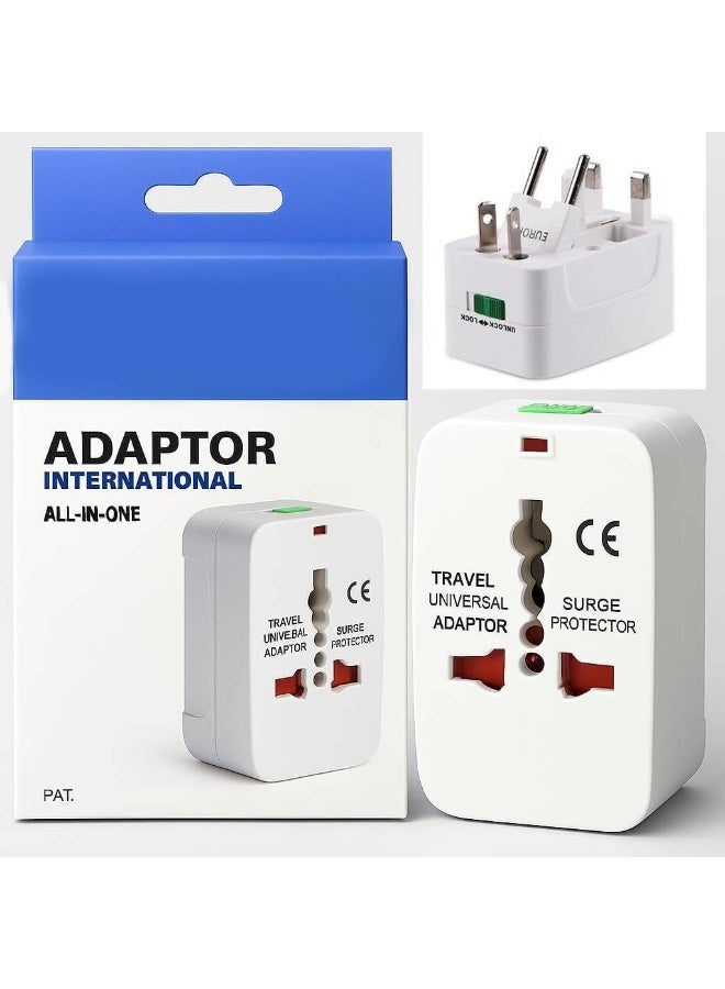 MOMENT Universal Travel Adapter Plug - International Multipurpose All-in-One Solution for US, AUS, UK, EU, Europe, North/South America & 150+ Countries (Rectangle) (White)
