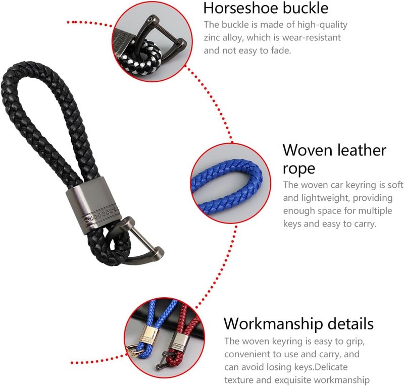 JNNJ Leather Braided Key Ring - Car Anti-Lost Keychain Pendant for Men and Women (Fake Gun/Black) - Image 3
