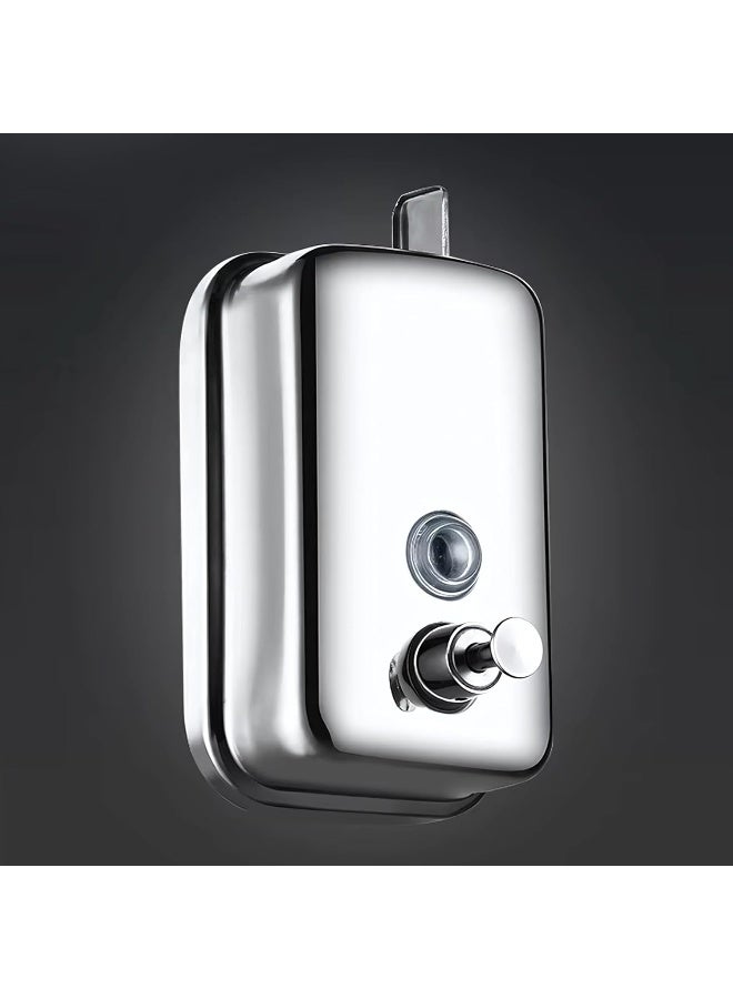AKC L Stainless Steel Wall Mounted Soap Dispenser – 304 Grade Commercial Manual Liquid Hand Sanitizer Dispenser for Bathroom, Kitchen, Office – Rust-Resistant, Easy Refill - Image 3