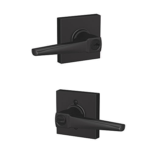 SCHLAGE F51A ELR 622 COL Eller Lever with Collins Trim Keyed Entry Lock Matte Black - Image 3