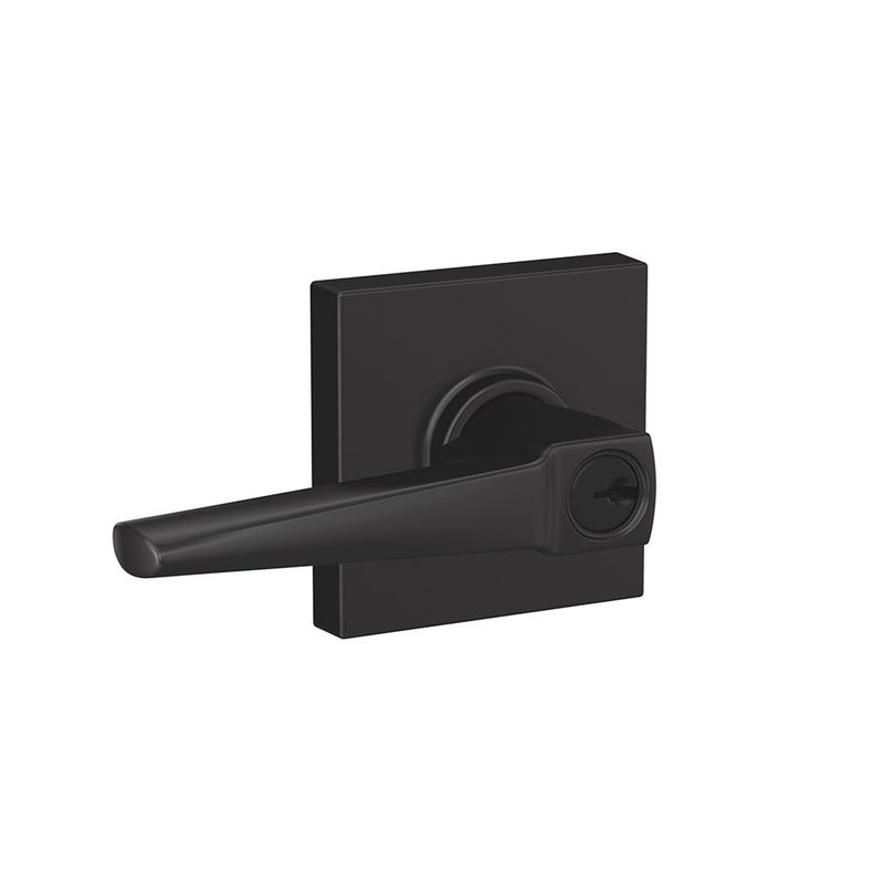SCHLAGE F51A ELR 622 COL Eller Lever with Collins Trim Keyed Entry Lock Matte Black - Image 2