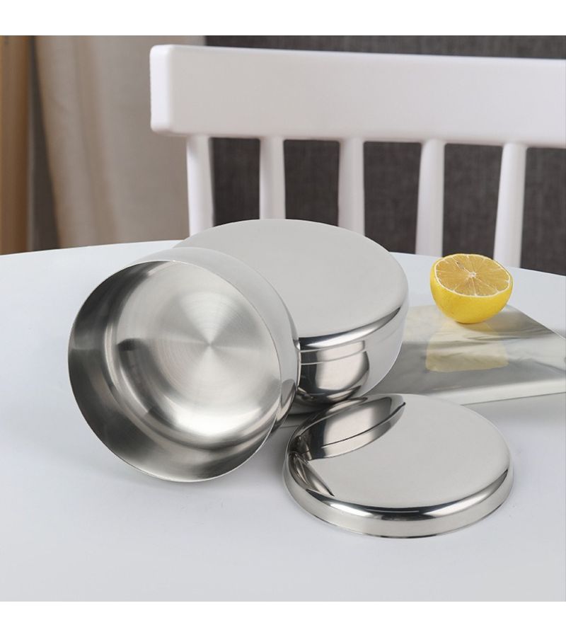 Stainless Steel Korean Style Rice Bowl With Lid Small Size 2pcs Portable Outdoor Kitchen Soup Bowl For Household Party - Image 5