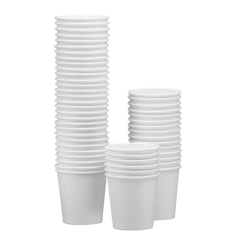 NYHI 50 Pack 8 oz White Paper Disposable Coffee Cups Hot Cold Beverage Drinking Cup for Water Juice Espresso Tea Ideal for Water Coolers Party