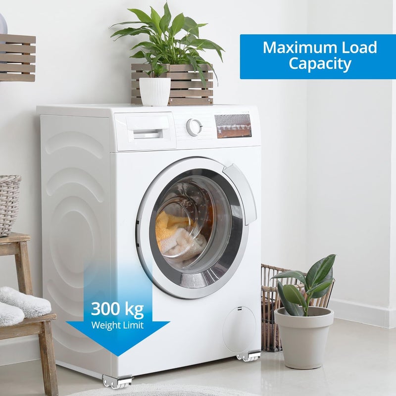 QWORK ® 2PCS Moving Washing Machine Roller Base with Brake, Portable Furniture Stand Furniture Base for Washer, Dryer, and Refrigerator - Image 2