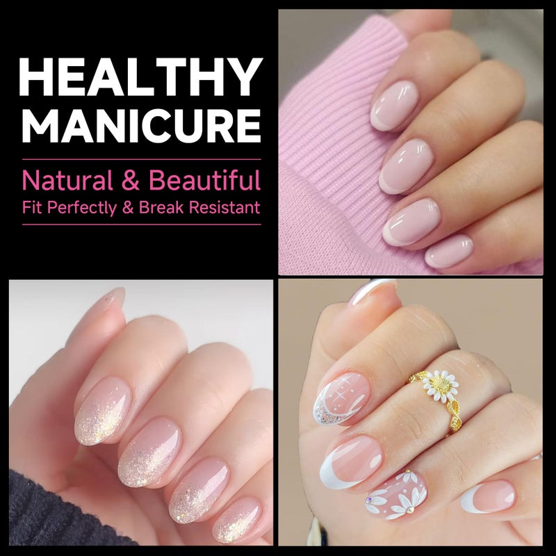 UNA GELLA Oval Gel Nail Tips, 312 Pcs Short Oval Round Nails Pre-Etched Half Matte Clear Acrylic Full Cover Press on Fake Nails No Filing Needed for DIY & Nail Extensions 12 Sizes - Image 2