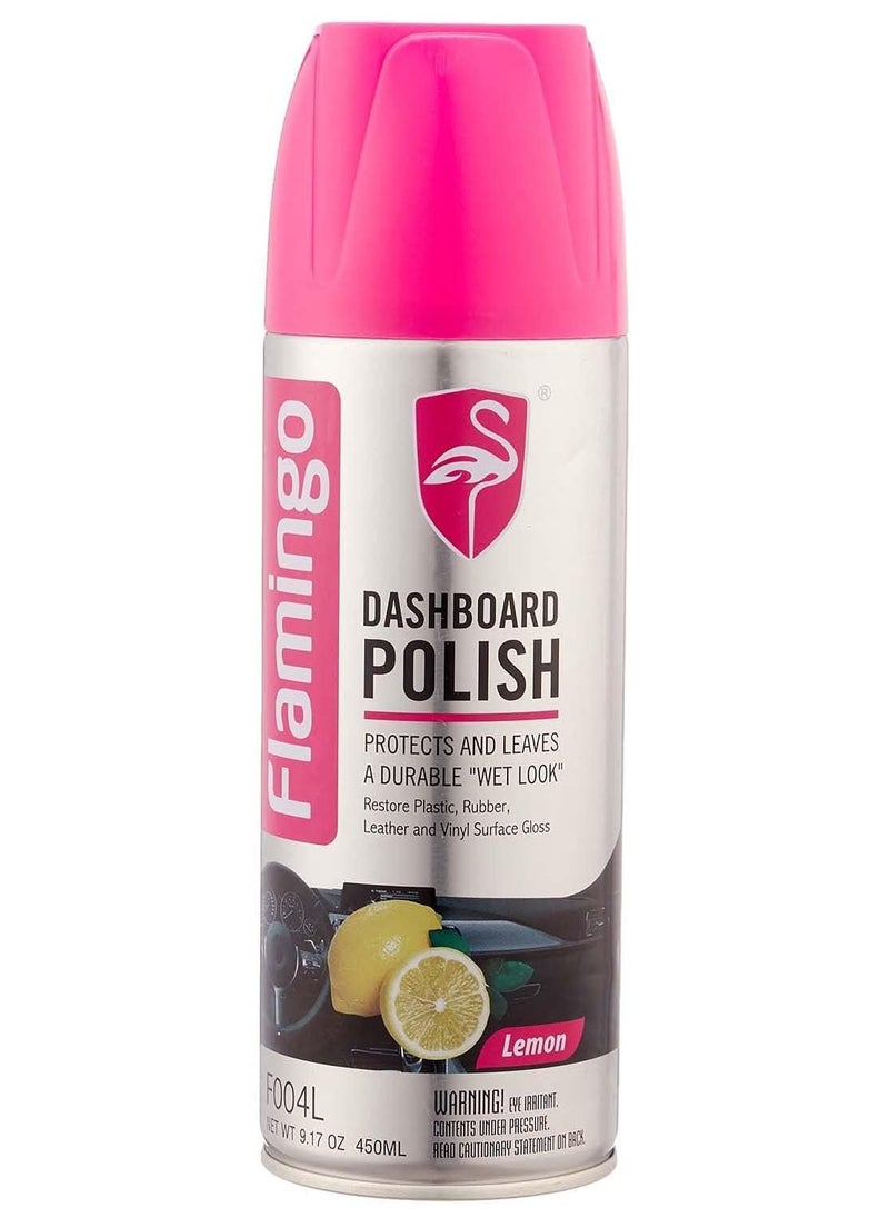 FLAMINGO - Flamingo car dashboard polishing spray with lemon - 450 ml with a free microfiber towel in a random color - Image 1