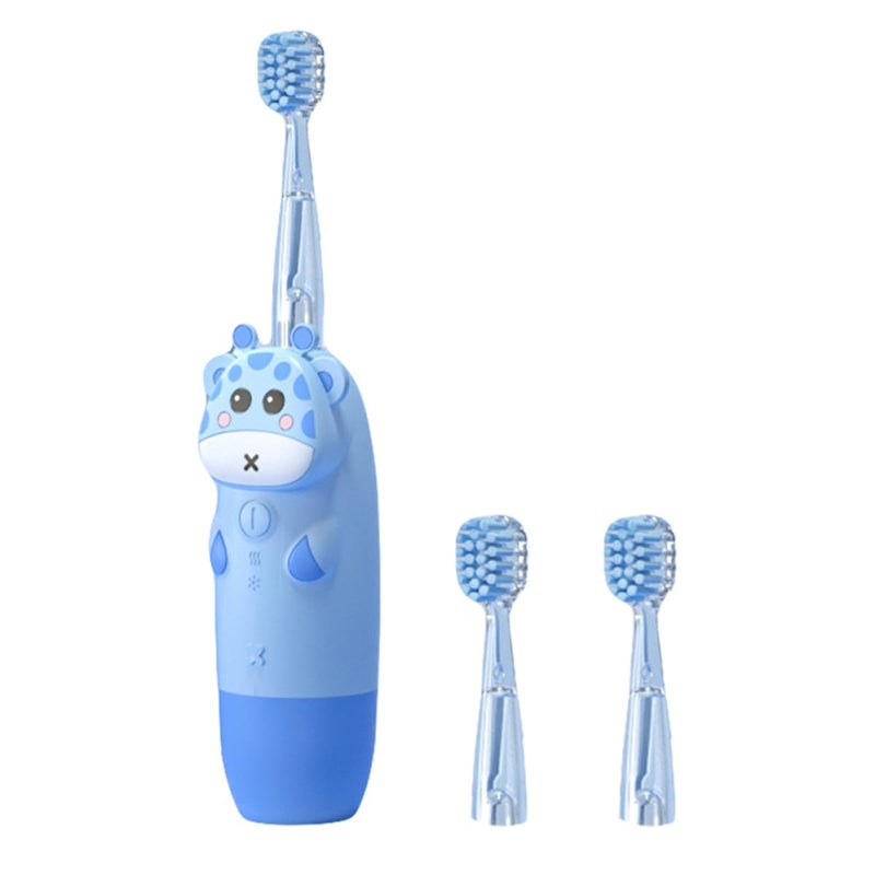 Electric Toothbrush Set 4 Pieces with 2 Blue Brush Heads Colorful Deer Design - Image 2