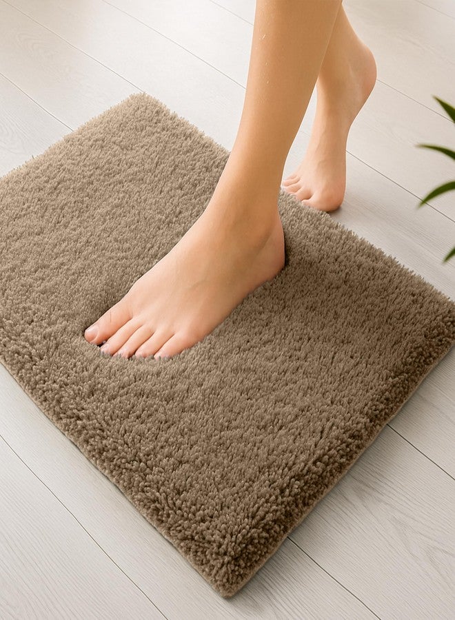 enera Microfibre Bath Mat | Soft & Absorbent 1700 GSM Rug | Non-Slip Latex Backing | Quick Dry, Washable Multipurpose Floor Mat for Bathroom, Bedroom, Kitchen & Home (Stello 40 x 60 cm) (Beige) - Image 1