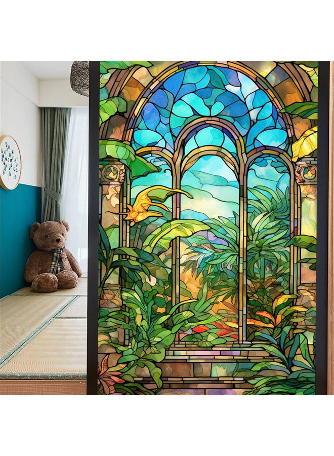 Bluejw BL112-170  Flower Sea Electrostatic Glass Sticker PVC Glue-free Window Sticker Home Decorative Window Glass Sticker - Image 1