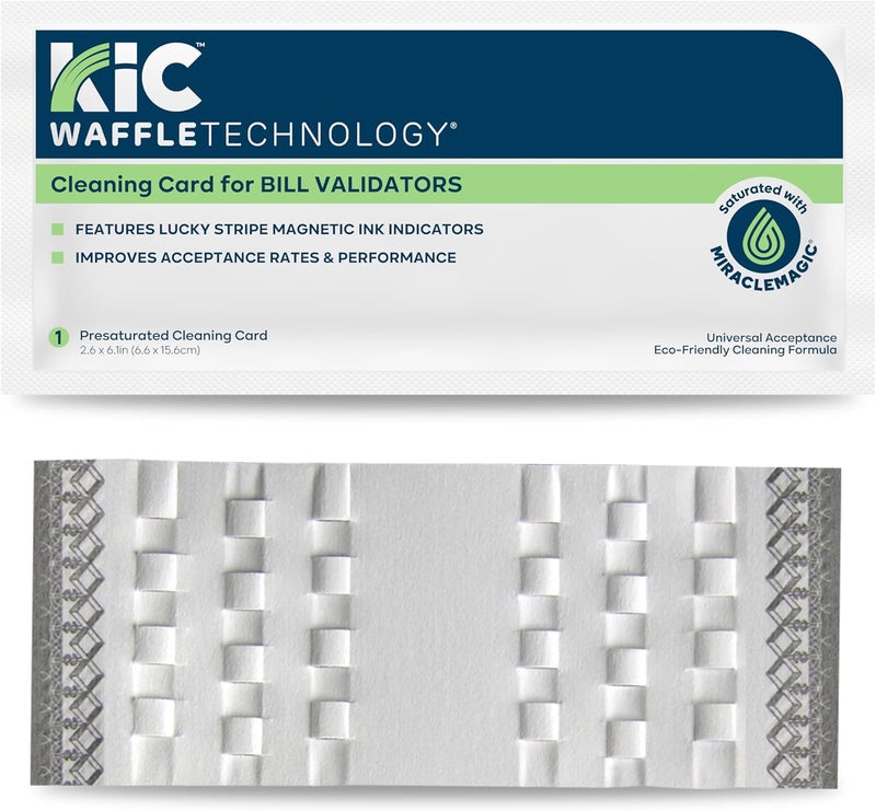 Waffletechnology KICTeam Cleaning Cards for Bill Acceptors (15 Cards) - Includes Magnetic Stripe for Universal Acceptance - Presaturated with MiracleMagic - Made in USA - Image 1