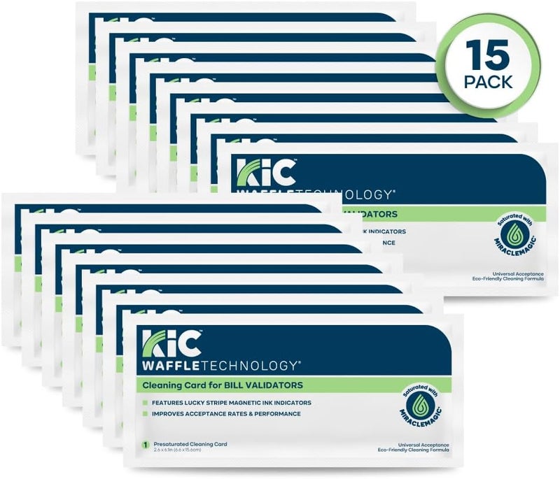 Waffletechnology KICTeam Cleaning Cards for Bill Acceptors (15 Cards) - Includes Magnetic Stripe for Universal Acceptance - Presaturated with MiracleMagic - Made in USA - Image 2