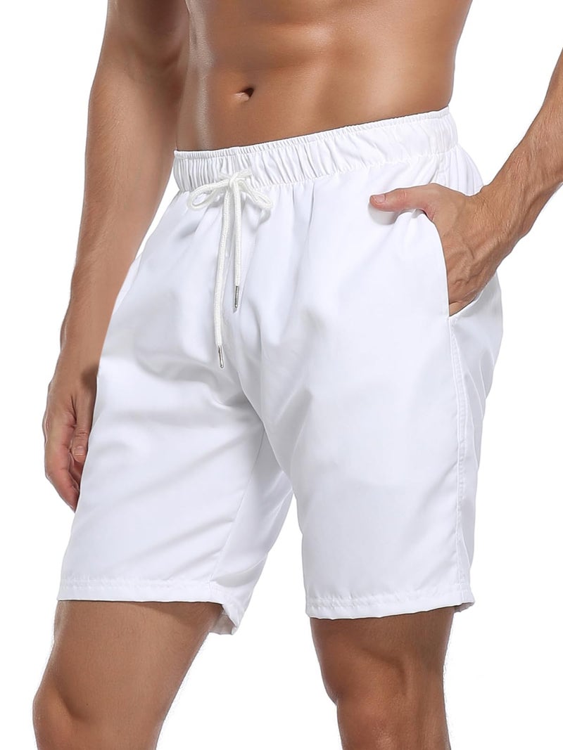 RELLECIGA Men's Swim Trunks Quick Dry Board Shorts with Pockets Bathing Suits White - Image 4