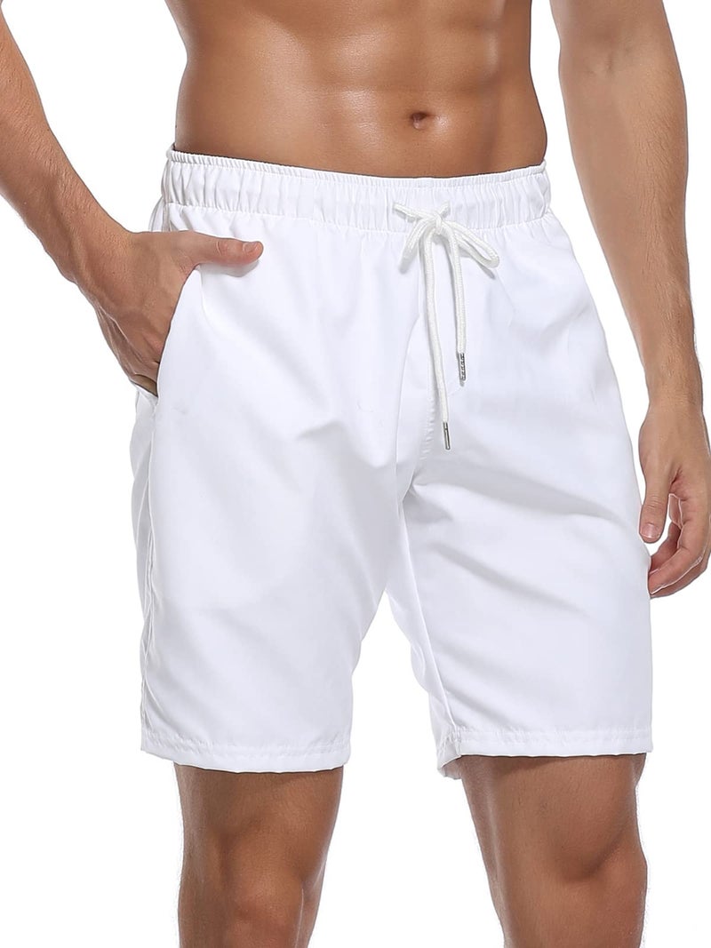 RELLECIGA Men's Swim Trunks Quick Dry Board Shorts with Pockets Bathing Suits White - Image 2
