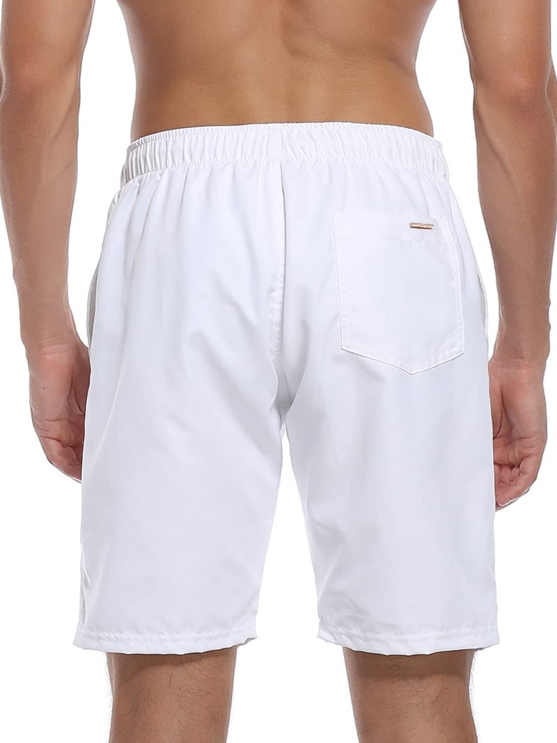RELLECIGA Men's Swim Trunks Quick Dry Board Shorts with Pockets Bathing Suits White - Image 5