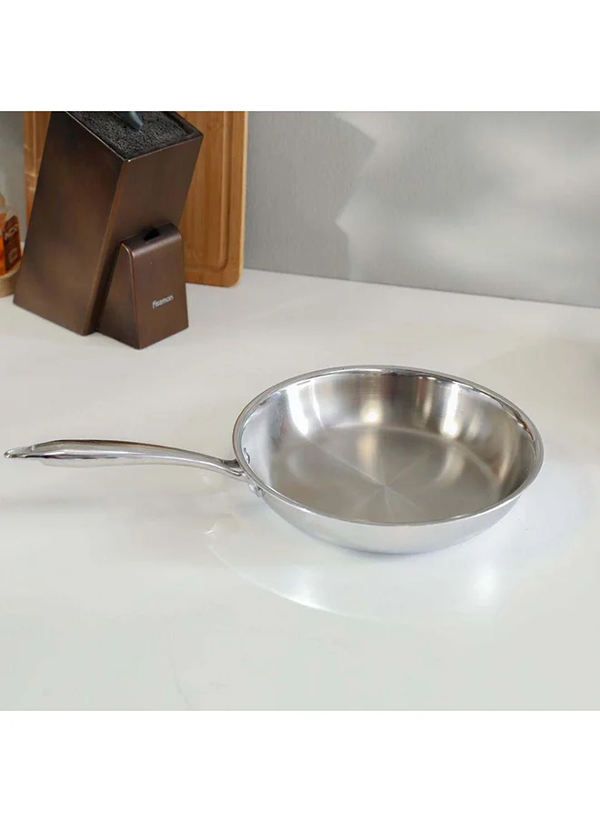 DANUBE HOME Celina Stainless Steel Frypan 2.5Mm Stainless Steel Non-Sticky Frying Pan For Kitchen W24Xh5Cm - Silver