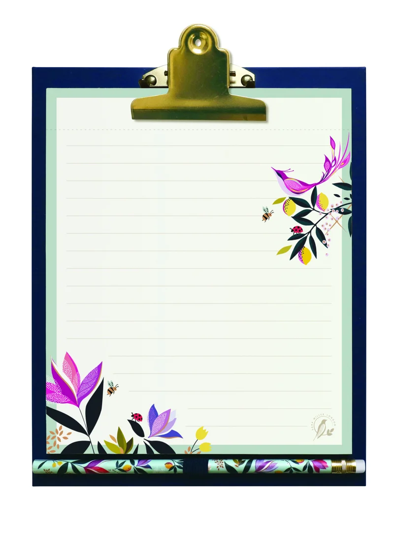 سارة ميلر Clipboard and Pencil Flower Print