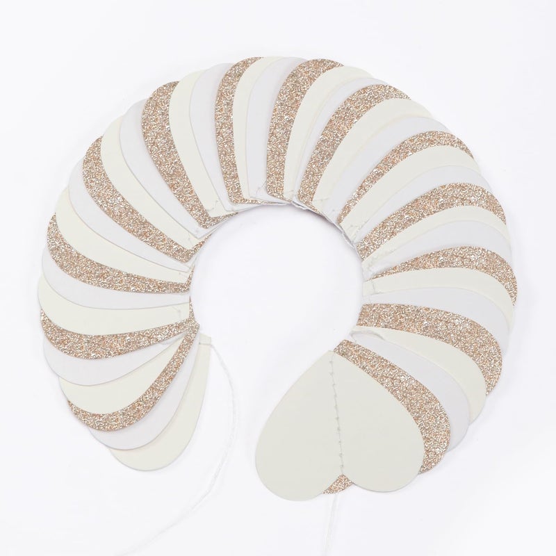 burgleda Champagne-Gold Milky-White Birthday Party-Decorations Heart-Garland - 52ft Wedding Hanging Streamers Banner,Bachelorette Engagement Romantic Special Night Baby Bridal Shower Backdrop Decor Burgleda - Image 3