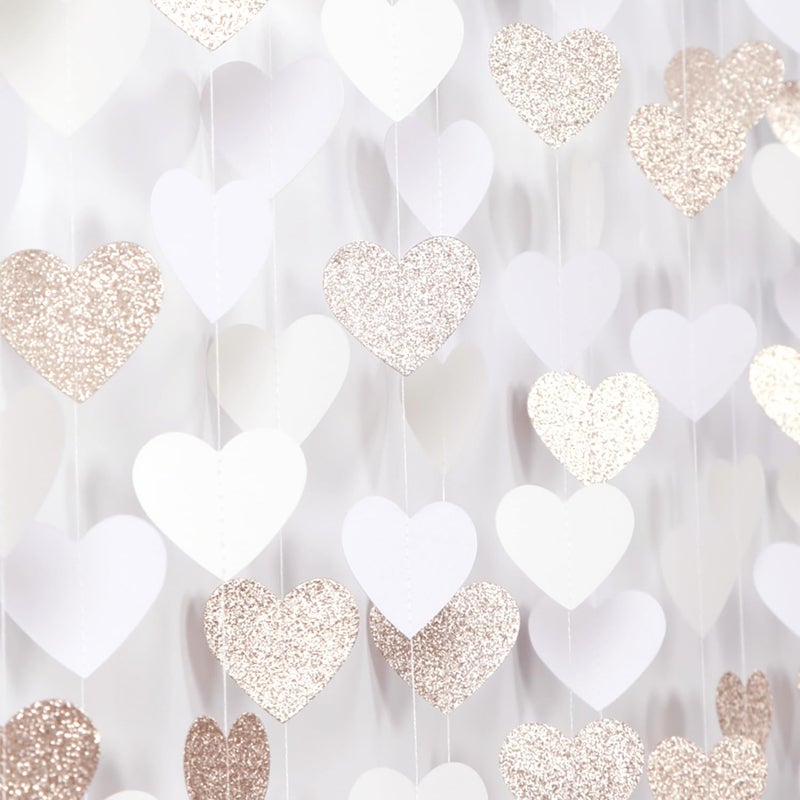 burgleda Champagne-Gold Milky-White Birthday Party-Decorations Heart-Garland - 52ft Wedding Hanging Streamers Banner,Bachelorette Engagement Romantic Special Night Baby Bridal Shower Backdrop Decor Burgleda - Image 1