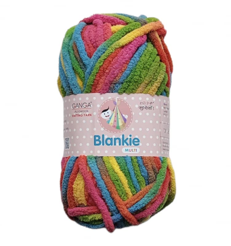 KYSS Ganga Blankie Chenille Yarn Supersoft Knitting Wool Ball 1 Ball100 gram Each Multi Colour 400 Grams Suitable for Craft Babywear Baby Blankets Thick mota Thread Shade no BLM030 - Image 1