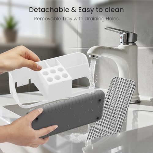 Boperzi Electric Toothbrush Holders with Cord Slots: Detachable Toothbrush and Toothpaste Holders, Large Tooth Brush Storage Caddy Set Drainage, Anti-Slip Bathroom Counter Organizer for Family, Kids - Image 5