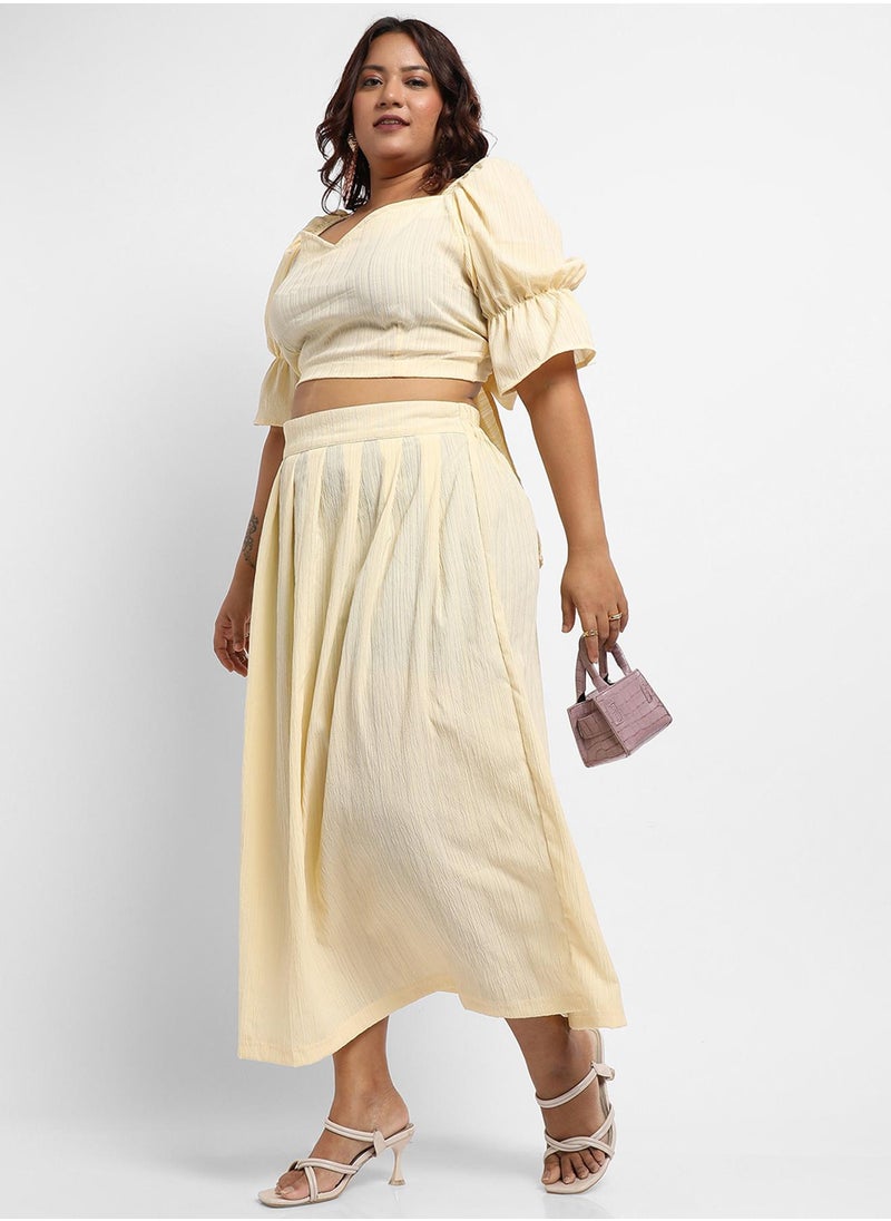 Instafab Plus Women's Light Yellow Cropped Co-Ord Set  - Image 4