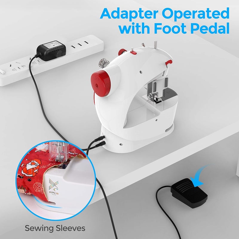 KPCB Tech Kids Sewing Machine with Finger Guard and Christmas DIY Bag Material, Mini Electric Sewing Machine with Foot Pedal (Red) - Image 4