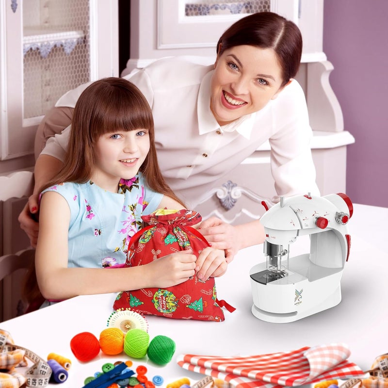 KPCB Tech Kids Sewing Machine with Finger Guard and Christmas DIY Bag Material, Mini Electric Sewing Machine with Foot Pedal (Red) - Image 5